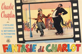 LON (DATES UNKNOWN). FANTASIE DI CHARLOT. Two posters. 1957. Each approximately 18x27 inches, 47x68 cm. Vecchioni & Guadagno, Rome.
